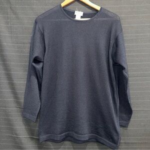 Rodier Vintage Navy Blue Knit Long Sleeve Crew Neck Sweater Wool Blend M / L